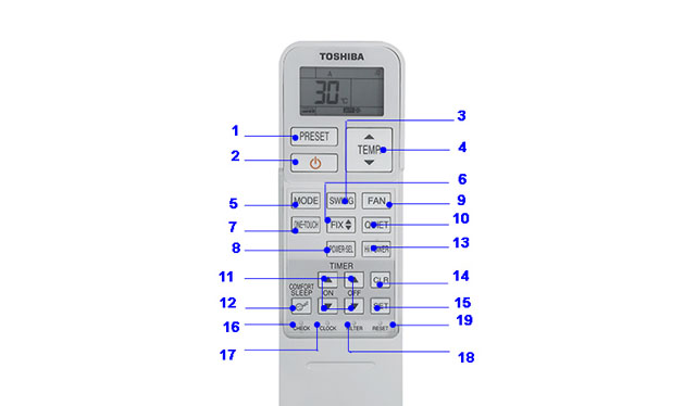 Hướng dẫn cách hẹn giờ bật tắt máy lạnh ảnh Toshiba dòng RAS-H10ZKCV-V